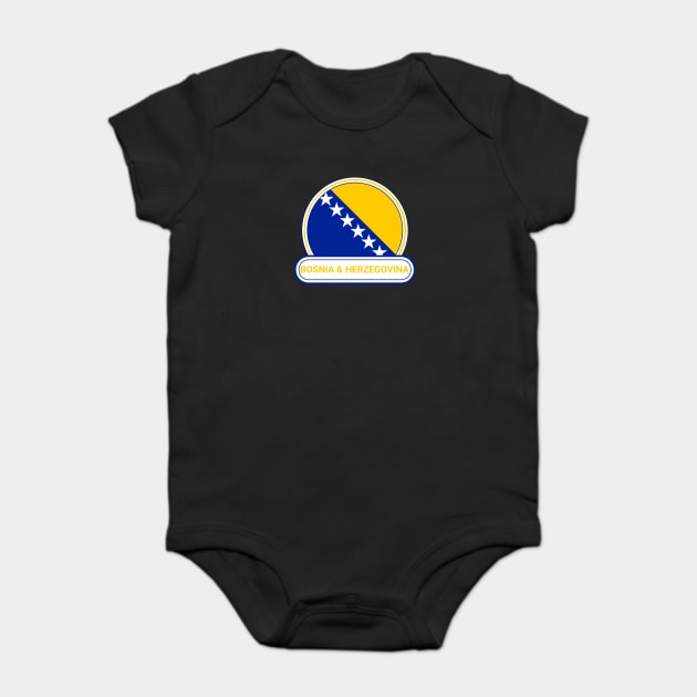 Bosnia and Herzegovina Country Badge - Bosnia and Herzegovina Flag Baby Bodysuit by Yesteeyear